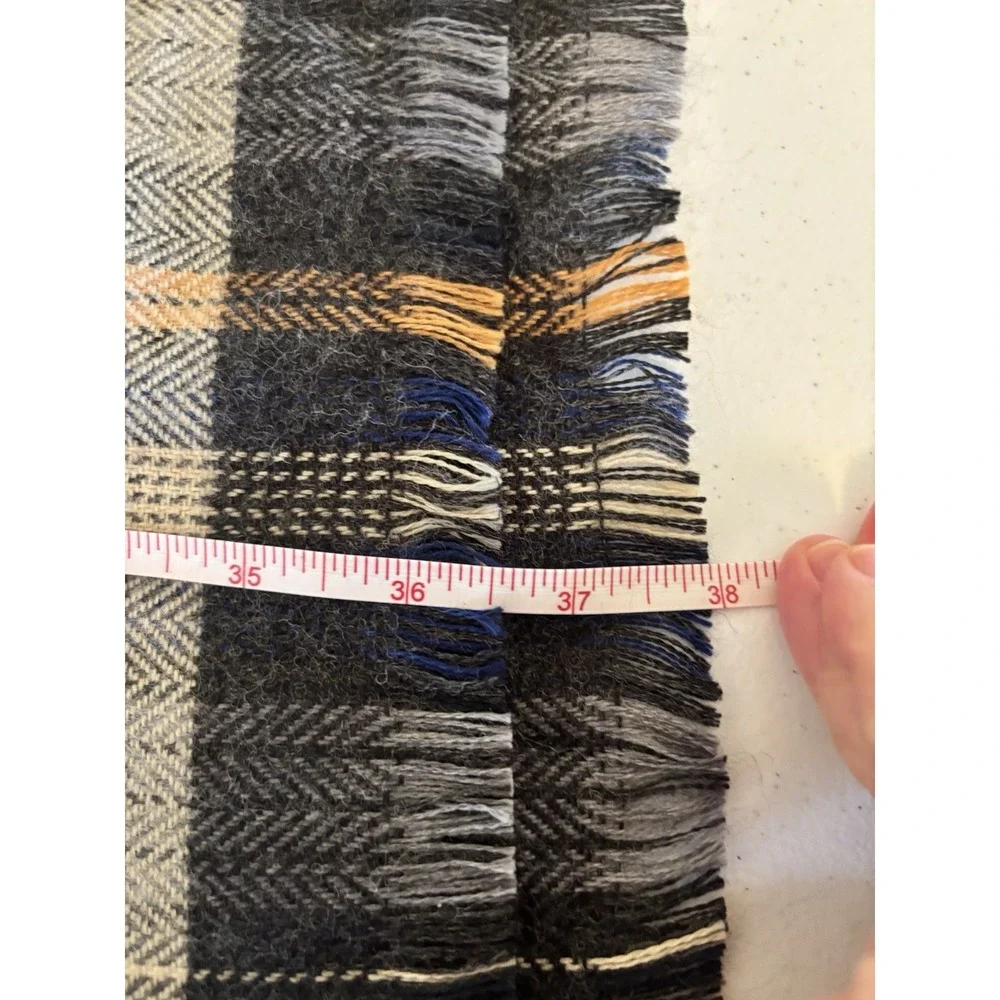 Johnston & Murphy Men's Gray Gold Plaid Wool Blend Scarf 37